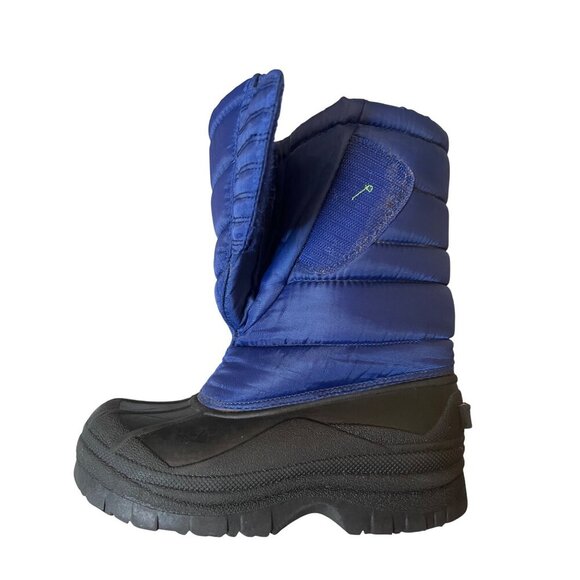 Kids Insulated Lined Winter Snow Boots Size 2 Blue Waterproof Cold Weather Shoes - Picture 6 of 7